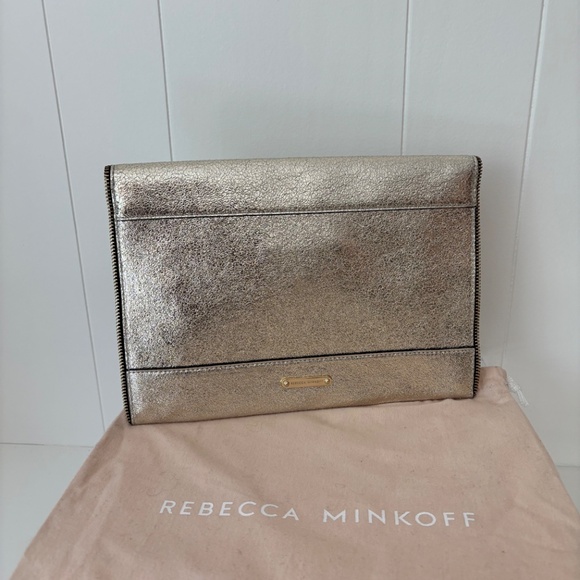 Rebecca Minkoff Metallic Gold Envelope Clutch - Picture 2 of 5